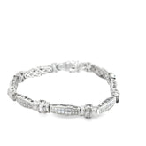 14k White Gold 4.00ct G VS2 Invisible Set Princess Cut and Baguette Diamond Bracelet